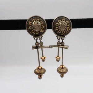 Asian inspired Steampunk Goth Clip On Earrings